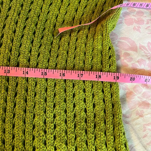 Pure Handknit Women's Canadian Loose Knit Cotton Green Sweater Cardigan M - Picture 8 of 11